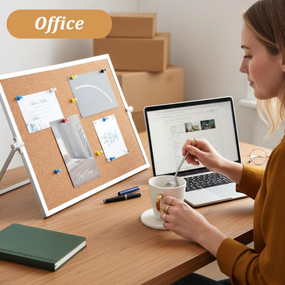 2 Pcs 11.81"×15.74" Cork Bulletin Board, Double Sided Pin with Silver Aluminum Border, Small Desktop Cork Board with Stand for Home, Office, School, Desk Message or Picture