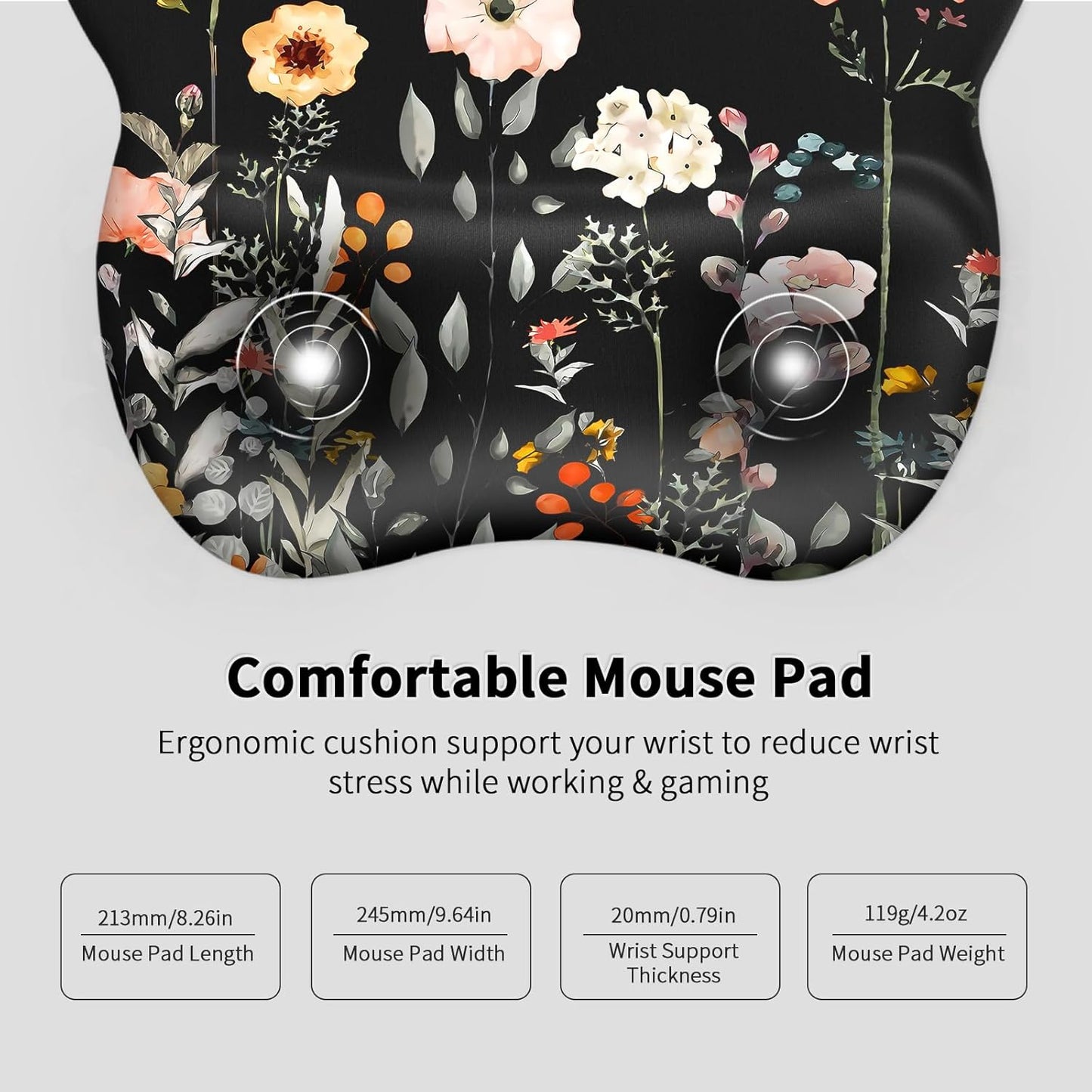 EooCoo Ergonomic Mouse Pad with Wrist Support, Mousepad with Memory Foam Wrist Rest and Non-Slip Base for Computer, Cafe, Home & Office, 9.64 x 8.26 in Office Desk Accessories