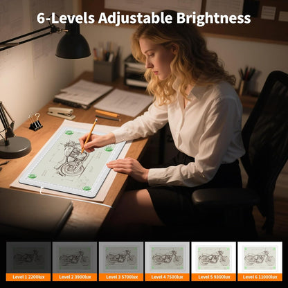 Elice Magnetic A4 Light Board for Diamond Painting, Ultra-Thin Tracing LED Light Box with Side Buttons, Super Bright Diamond Art Light Pad, Light Table for Drawing, Sketching, Weeding Vinyl - Black