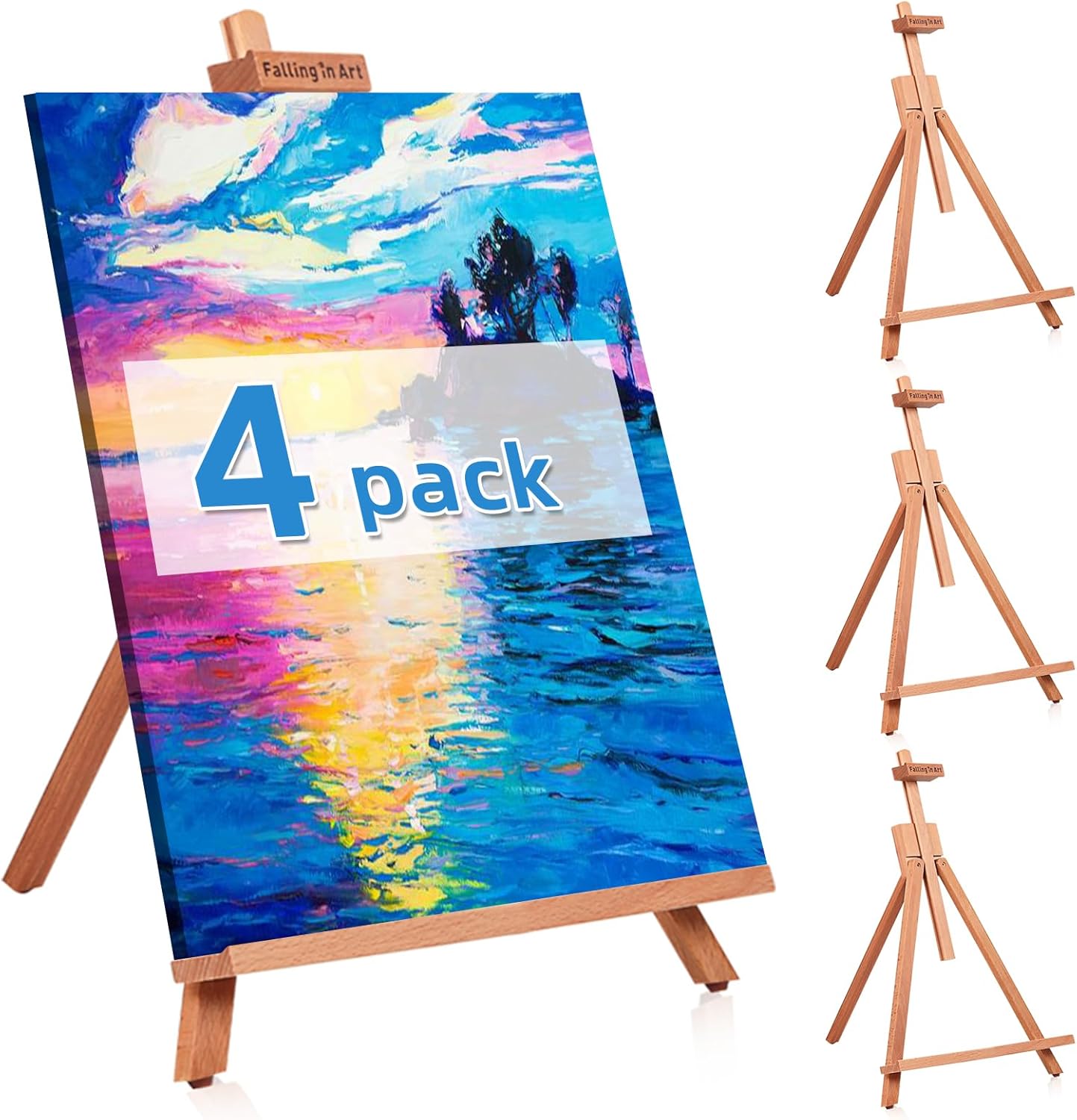 Falling in Art Beechwood 25" Tabletop Easel Display Stand for Painting - Holding Canvas Up to 22 1/2 Inches High, A-Frame Artist Tripod with Rubber Feet, Portable Photo and Sign Holder