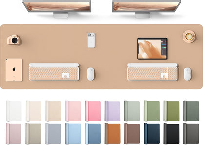 YSAGi Leather Desk Pad Protector, Office Desk Mat, Large Mouse Pad, Non-Slip PU Leather Desk Blotter, Waterproof Laptop Desk Writing Pad for Office and Home (23.6" x 13.8", Eggshell) - Colors B