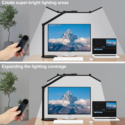 Micomlan Architect Desk Lamp for Home Office, 24W Adjustable Led Desk Light with Remote, 1500LM Bright Dimmable Computer Table Light Rotatable Office Lamp with Base for Cafting Monitor