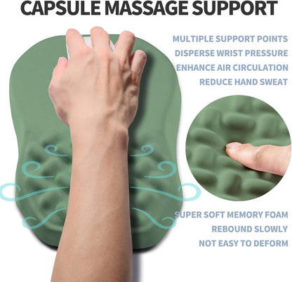 Ergonomic Raised Mouse Pad Wrist Support with Bilateral Slope Memory Foam Mousepad for Wrist Rest and Carpal Tunnel Pain Relief 11.8x7.9〃 Black