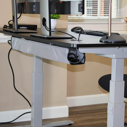 PERFECT POSTURE Mesh Cable Organizer – Under Desk Cable Management with Adjustable Straps, Flexible Mesh, Easy-Access Design, & Standing Desk Compatible – 37.4” (Gray)