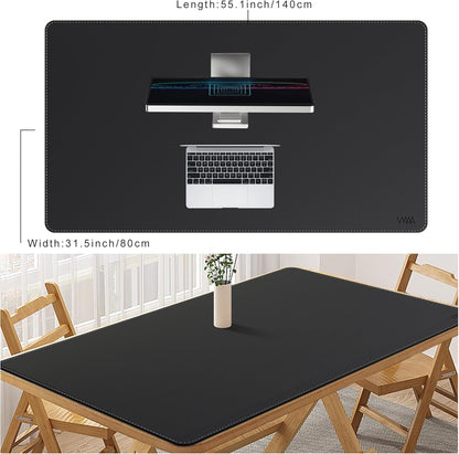 Vyaaa PU Leather & Cork Desk Mat, 39.4"x15.7" Dual Sided Computer Desk mat, Waterproof Large Mouse Pad, Non-Slip Office Desk pad, Office Desk Protector for Work/Gaming/Home (Black)