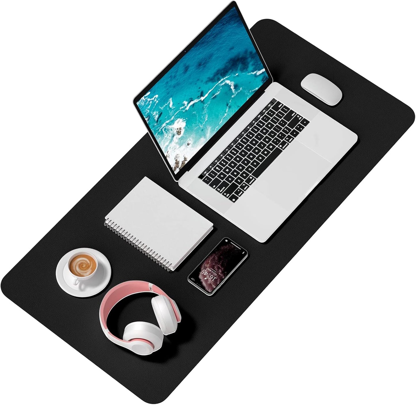 Hsurbtra Desk Pad, 23.6" x 13.8" PU Leather Desk Mat, M Extended Mouse Pad, Waterproof Desktop Blotter Protector, Non-Slip Ultra Thin Small Laptop Keyboard Writing Mat for Office Home, Pink