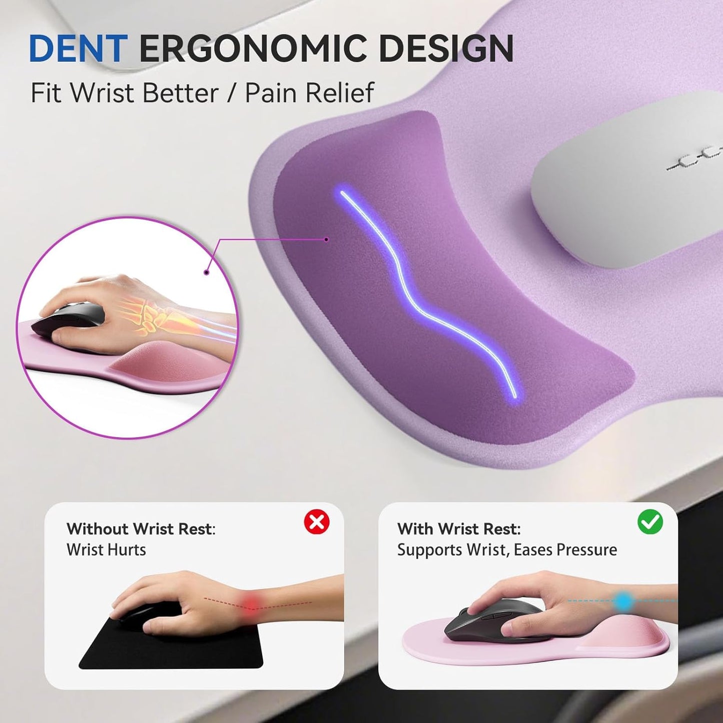 Ergonomic Mouse Pad with Wrist Rest,Cute Gel Mousepad Wrist Support - Small Mini Portable for Travel Mouse Pads for Desk Laptop,Computer,Office & Home Decor (Pink&Light Pink)