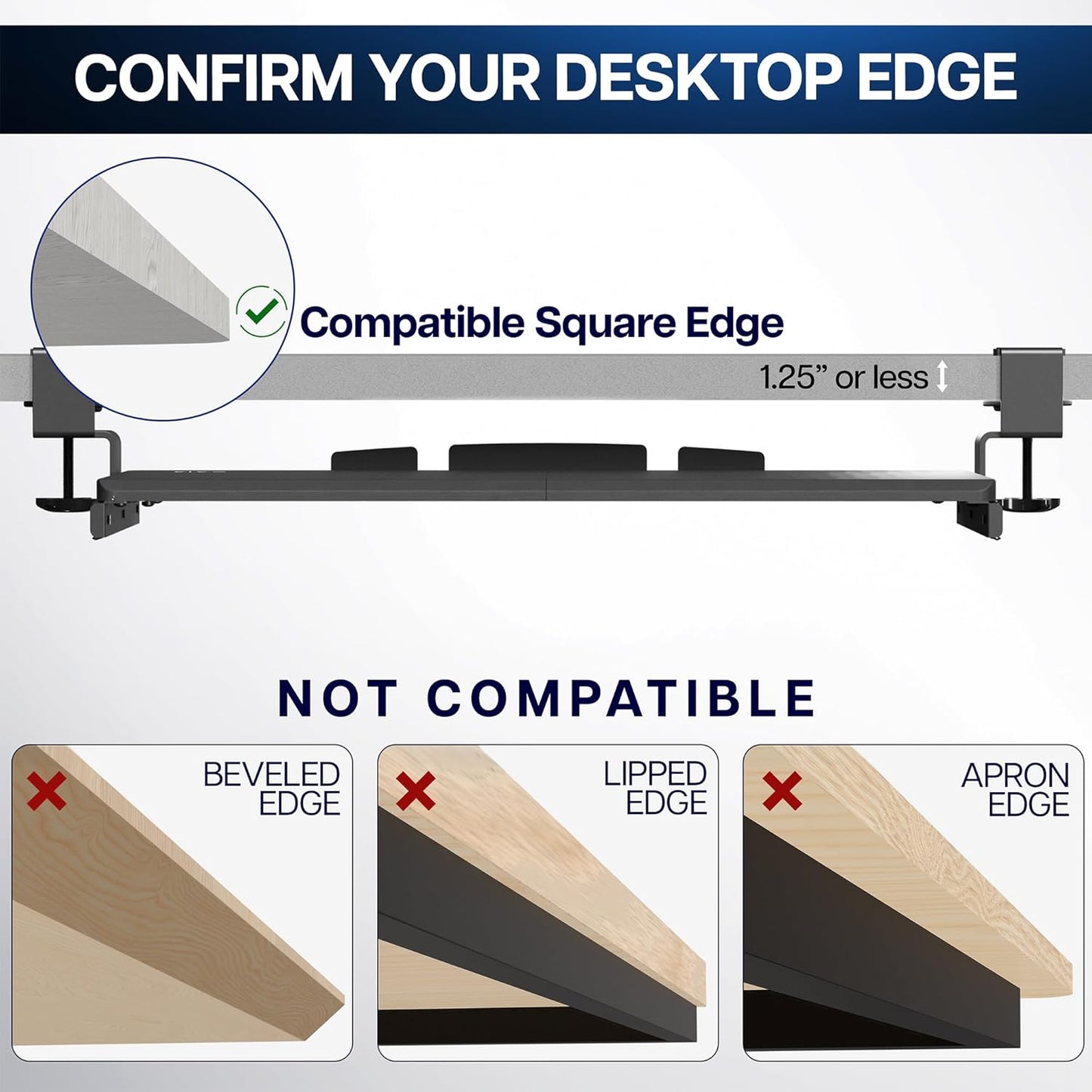 VIVO Large Keyboard Tray Under Desk Pull Out with Extra Sturdy C Clamp Mount System, 27 (33 Including Clamps) x 11 Inch Slide-Out Platform Computer Drawer for Typing, Black, MOUNT-KB05E