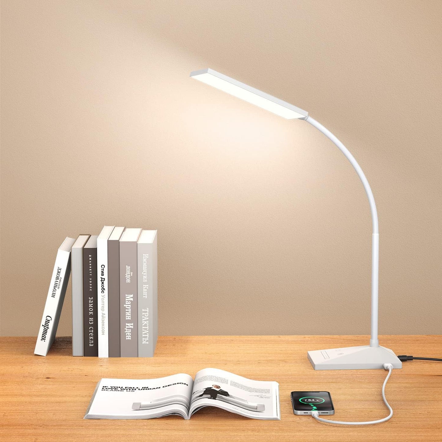 Vansuny Clip on Light LED Desk Lamp with Eye-Caring LED Light and Metal Clip, 6 Level Brightness 3 Color Modes, Power by USB Port 5W Adjustable Neck Reading Lamp for Home and Office (5W, Black)