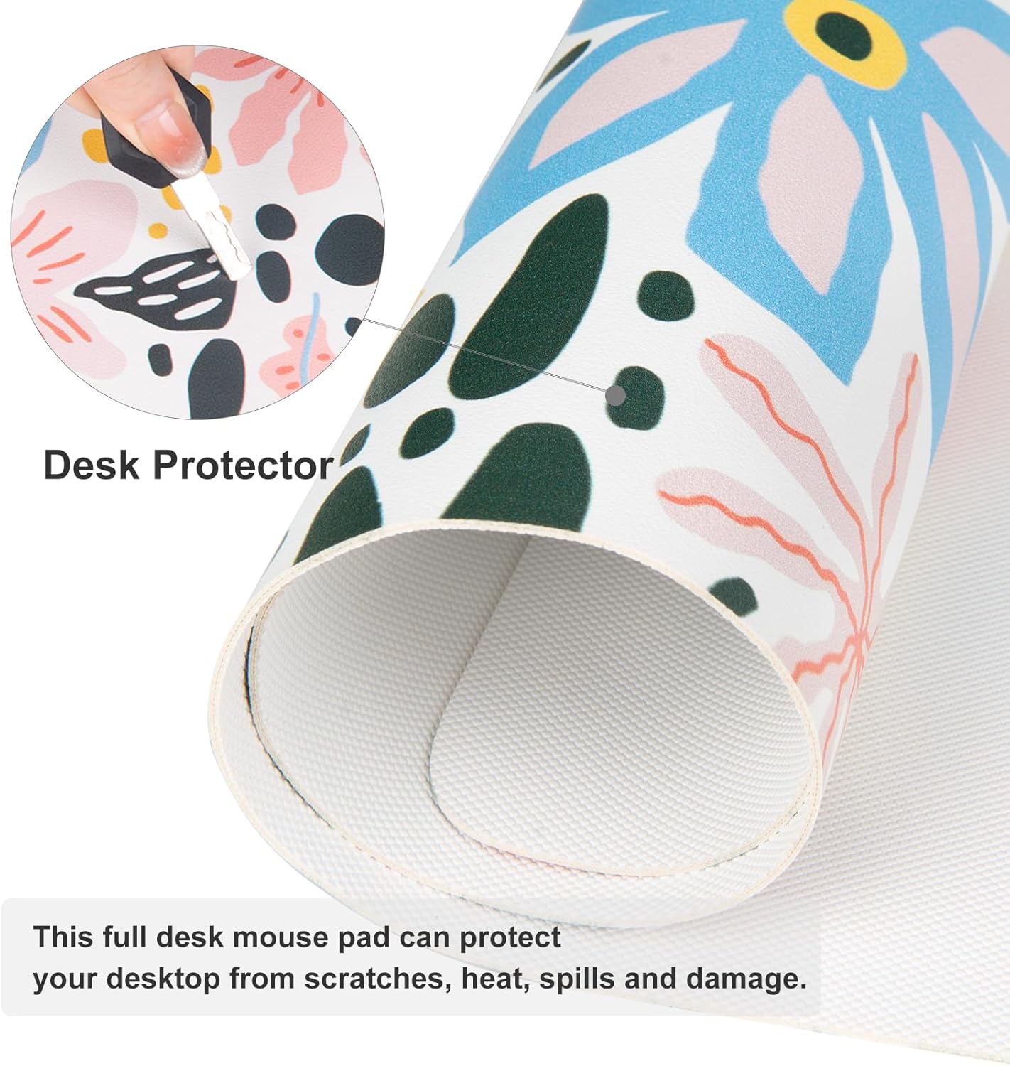 QIYI Large Mouse Pad, Cute Pink Desk Mat for Desktop, Women Girls PU Leather Desk Pad Waterproof Gaming Mousepad, Rose Gold Marble Computer Protector Writing Pad for School Office Home 31.5" x 15.7"