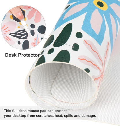 QIYI Large Mouse Pad, Cute Pink Desk Mat for Desktop, Women Girls PU Leather Desk Pad Waterproof Gaming Mousepad, Rose Gold Marble Computer Protector Writing Pad for School Office Home 31.5" x 15.7"