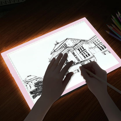 KIVOTAC A4 Rechargeable Light Pad, Portable LED Light up Box Ultra-Thin Brightness Dimmable Battery Powered Bright Copy Board for Weeding Vinyl, Sketching,Drawing,Tracing and Diamond Art