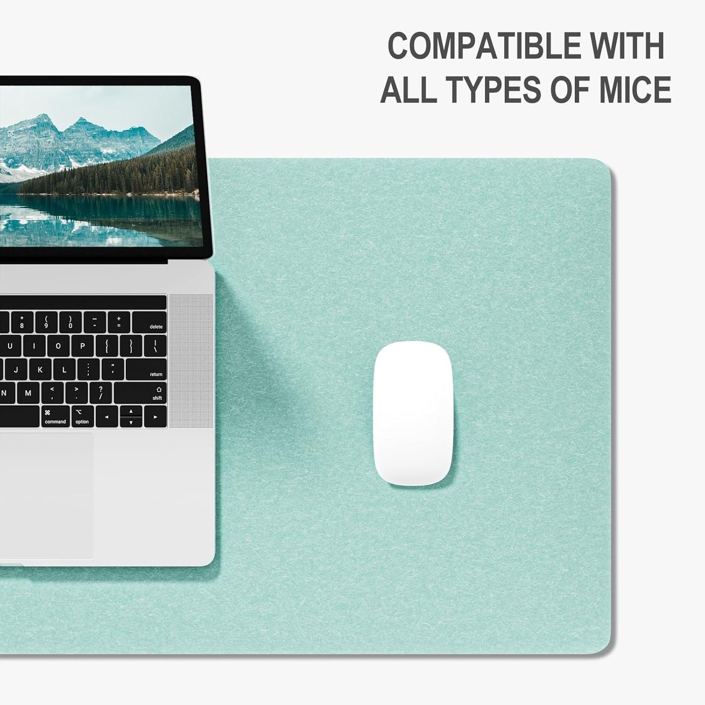 Auhoahsil Felt Desk Mat, Minimalist Large Mouse Pad XXL 35.5 x 15.7 in, Desk Matt for Desktop, Keyboard, Laptop, Computer, Office, Work from Home, Gaming, White