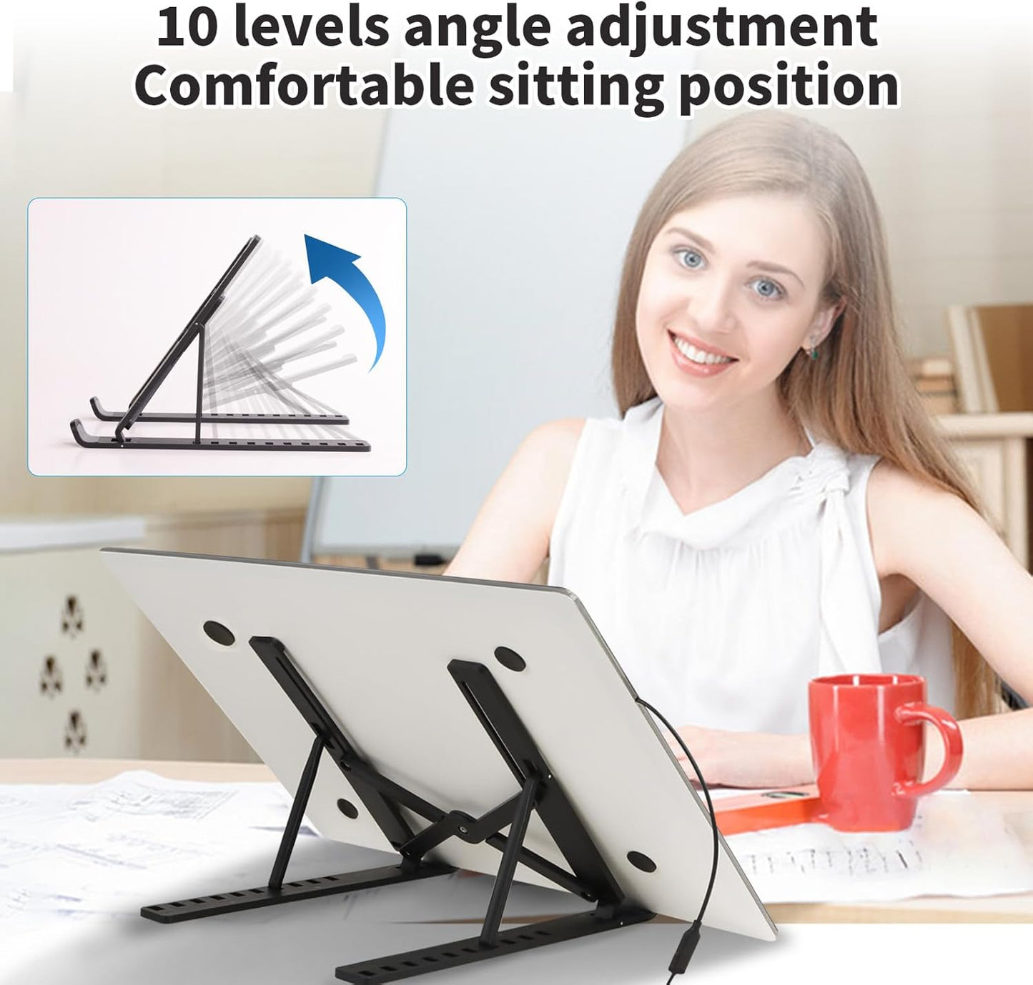 A4 Light Board for Diamond Painting - Tracing Light Box with Stand, Stepless Dimmable 3 Levels Brightness Light Pad, Ultra-Thin LED Light Pad for Weeding Vinyl, Drawing, Diamond Painting