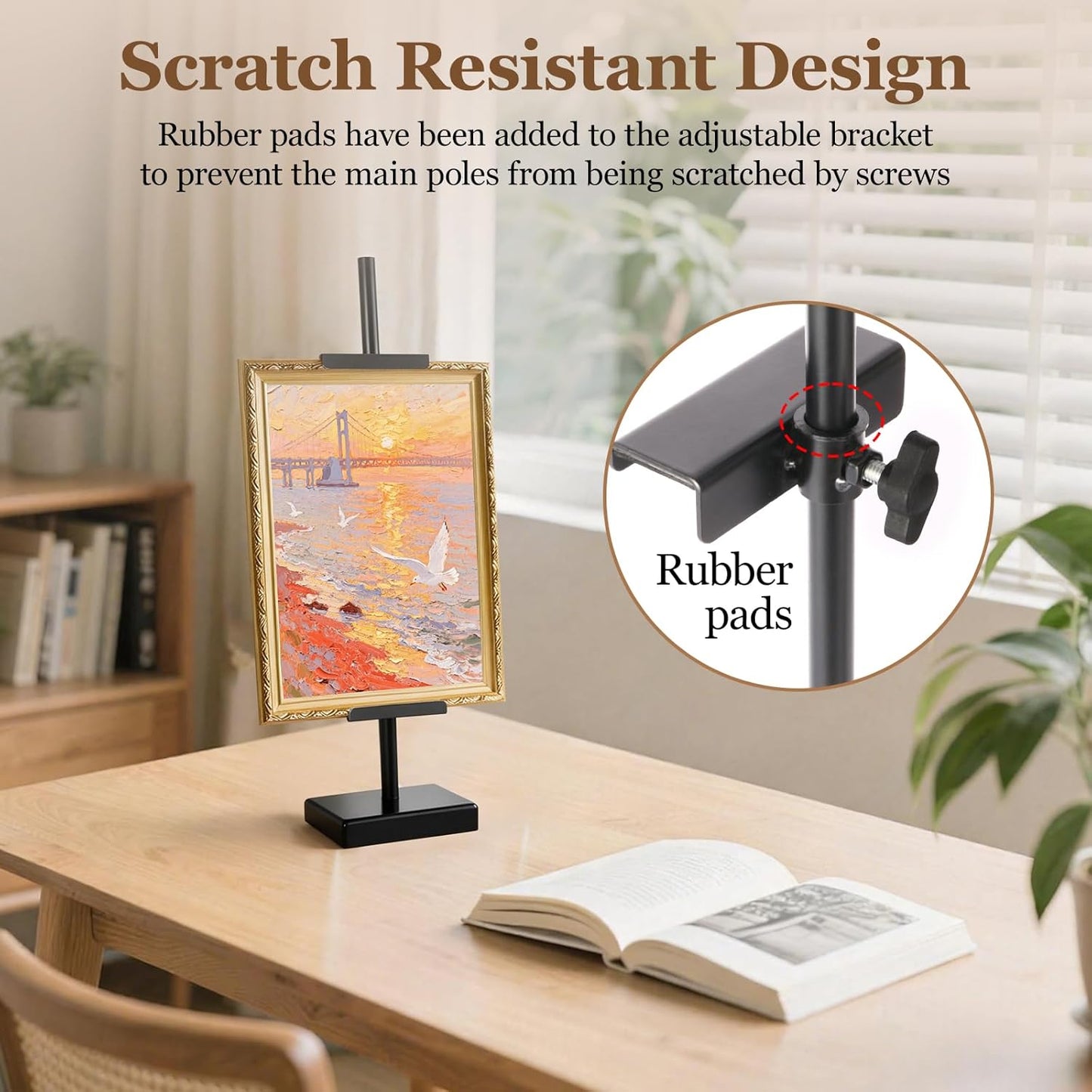 1pcs Adjustable Tabletop Easel Stand for Picture Frames, Picture Easels for Display, Gold Easel, Picture Frame Stand, Adjustable Art Easel.(18inch,Black)