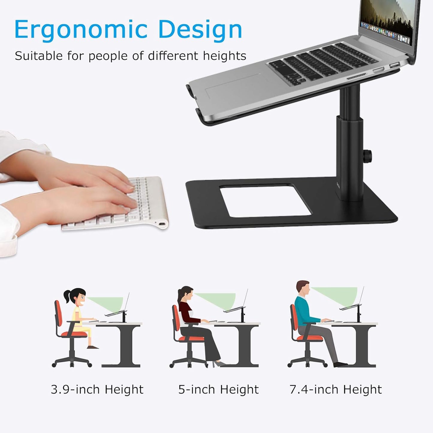 BoYata Laptop Stand, Ergonomic Aluminum Height Adjustable Computer Stand Laptop Holder for Desk, Compatible with MacBook Pro/Air, Dell, Lenovo, HP, Samsung, More Laptops 11-17"