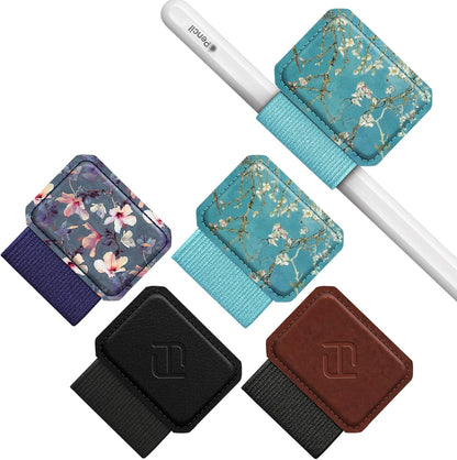 Fintie 4 Pack Pen Loop Holder for Apple Pencil Pro, Apple Pencil (USB-C / 1st / 2nd Generation) and Stylus Pens, Elastic Adhesive Leather Sleeve Attached to Cases, Black