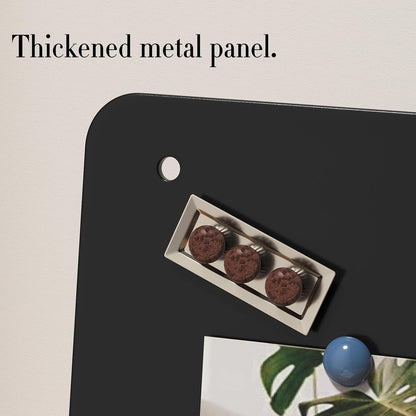 FANXIYQ Black Magnetic Board for Desk, Metal Magnet Display Board for Magnets & Souvenirs, Travel Magnet Board & RV Sticker Board, Magnetic Memo Board with Removable Foot Pads