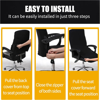 Smiry Stretch Printed Office Chair Armrest Covers, 2 Pcs Soft Fit Removable Washable Computer Desk Chair Arm Covers Protector, Black