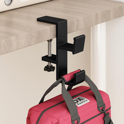 Desk Hook for Bag, Purse Hook for Table, Under Desk Handbag Hanger, Aluminum Backpack Holder, Desk Mount Hook for Umbrellas, Headphone, Cream