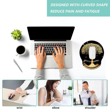 Mouse Pad with Wrist Support, Ergonomic Mouse Pad with Memory Foam Wrist Rest Cushion, Non-Slip Rubber Base Gaming Mice Pad for Home Office Computer Laptop, Flowers Grass