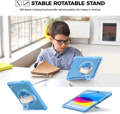 ProCase for iPad 11th Generation A16 2025/iPad 10th Generation Case 10.9 Inch 2022, Heavy Duty Shockproof Rugged Cover with Hand Strap 360 Degree Rotatable Kickstand Protective for iPad 11/10 -Black