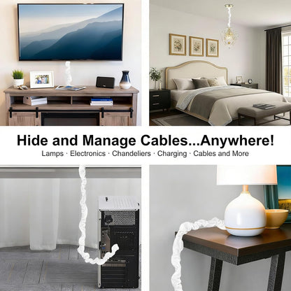 Chandelier Cord Cover Gray 2 Pack with Touch Fasteners,70.8inches Brushed Polyester Fabric Chain Sleeve for TV Cord Cover Decorative Wire Hider Easy Install Convenient for Wire Management