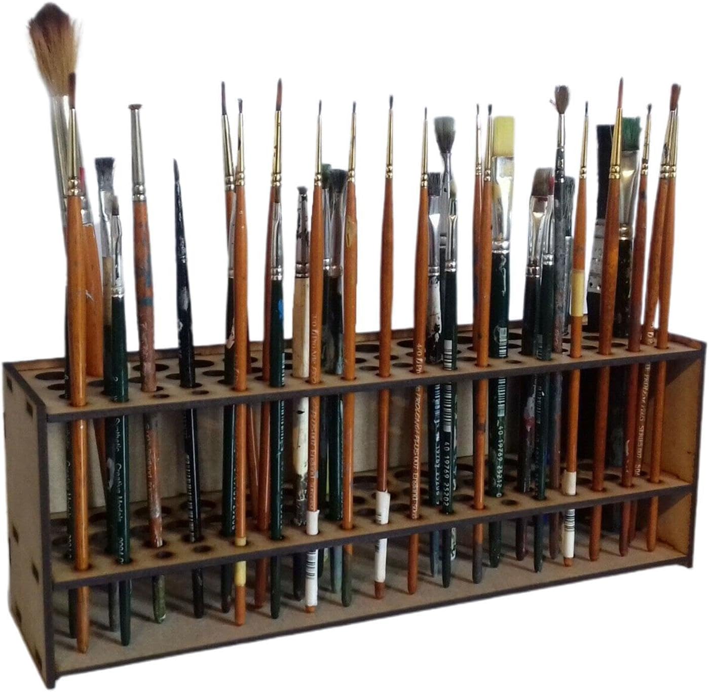 Shakven 67 Holes Wooden Paint Brush Holder Stand | Artist Paint Brush Holder for Dryer, Desk Stand Organizer