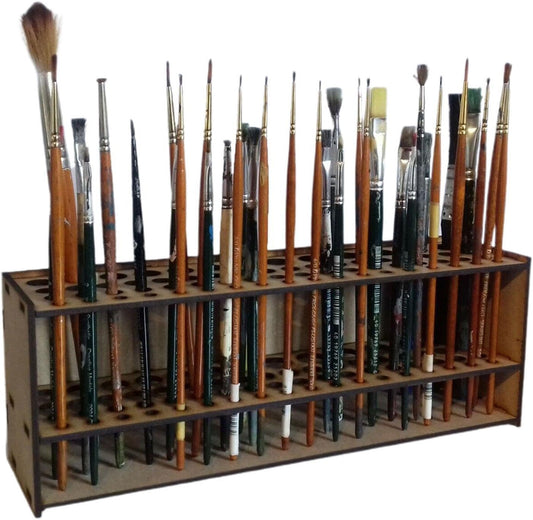 Shakven 67 Holes Wooden Paint Brush Holder Stand | Artist Paint Brush Holder for Dryer, Desk Stand Organizer