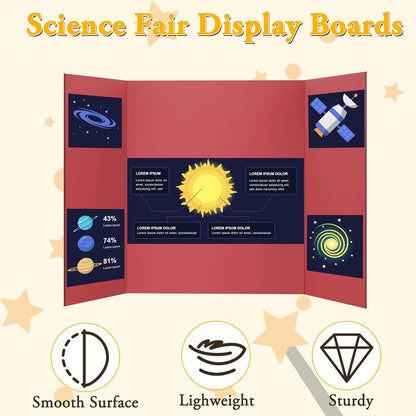 AKONEGE 3Pcs Small Trifold Poster Board, 21 x 14 inches White Tri Fold Poster Boards Corrugated Presentation Board Science Fair Display Boards for School Fun Projects, Exhibitions and Business