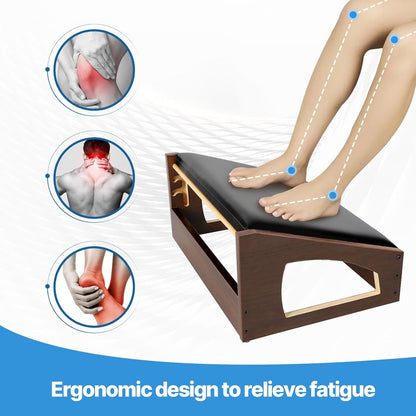 Ergonomic Foot Rest, 4 Adjustable Height Foot Stool,Footrest Under Desk， Soft Cushions,Foot Rest Office,Improving Posture, Promoting Blood Circulation（Natural）