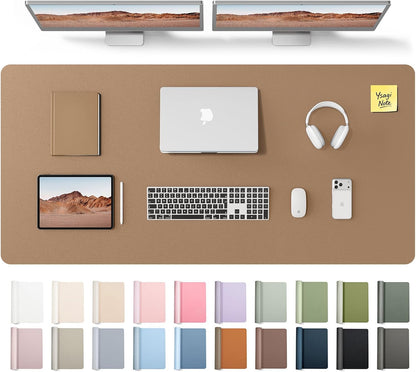 YSAGi Leather Desk Pad Protector, Large Mouse Pad, Non-Slip PU Leather Desk Blotter, Waterproof Writing Pad for Office and Home (31.5" x 15.8", Eggshell) - Colors A
