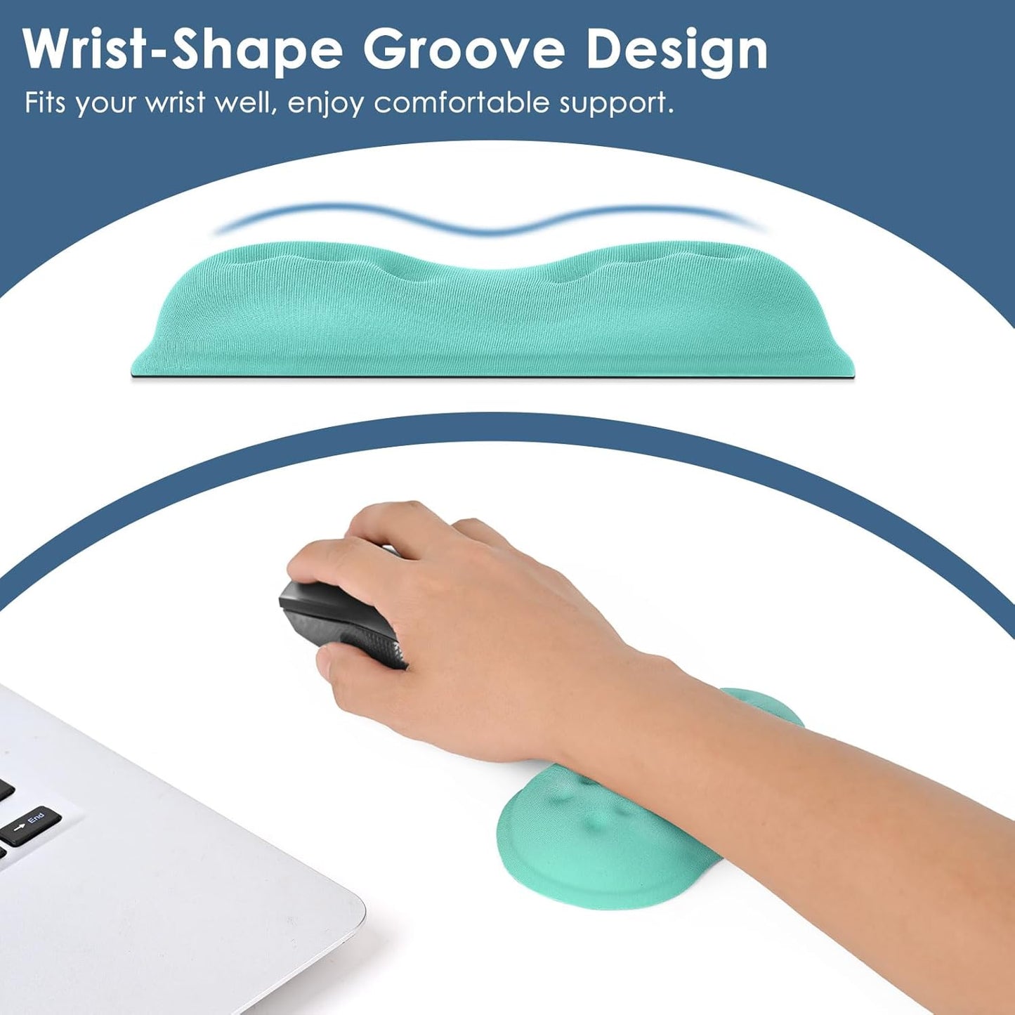 VANKEY Mouse Wrist Rest, Desk Wrist Pad for Mouse, Comfortable Computer Mouse Wrist Support, Ergonomic Wrist Rest with Memory Foam Fillings, Non-Slip Base (Black)