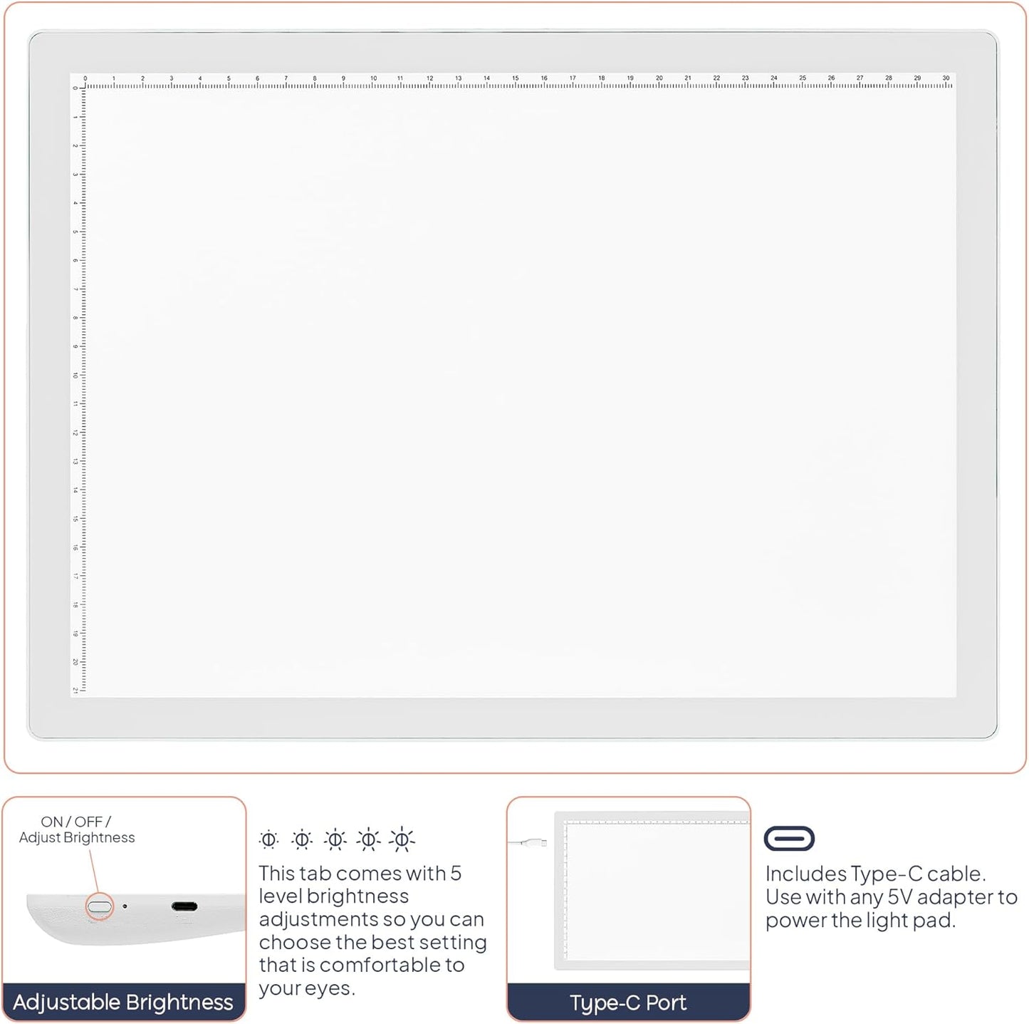iVyne Rechargeable A4 Light Pad for Tracing & Weeding - LED Light Board for Weeding Vinyl - for Cricut Vinyl Weeding Tools - Ultra-Thin & Portable - Perfect for Artists & Crafters - Pink