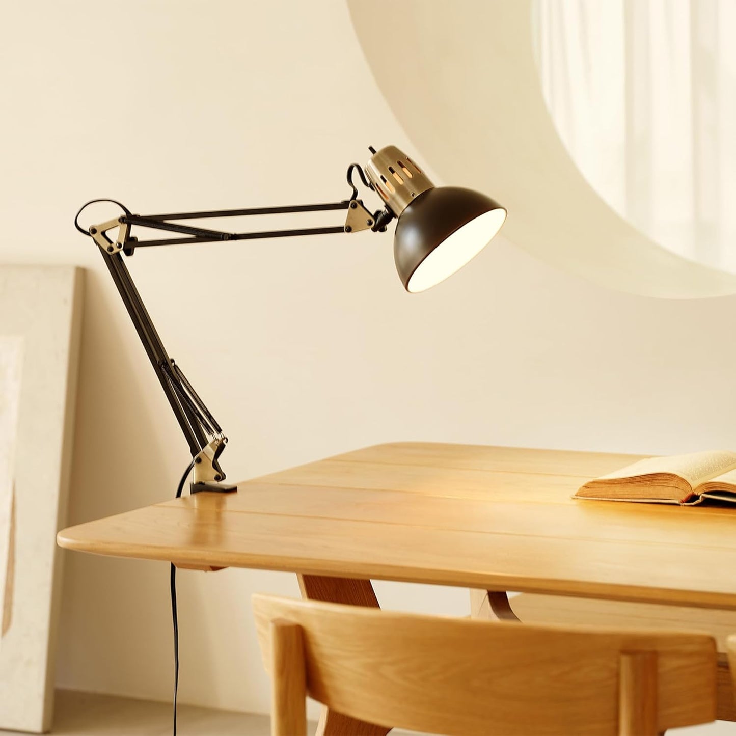 Globe Electric 12641 Architect 32" Swing-Arm Clamp-On Lamp, Black Architect, Finish, LED Bulb Included