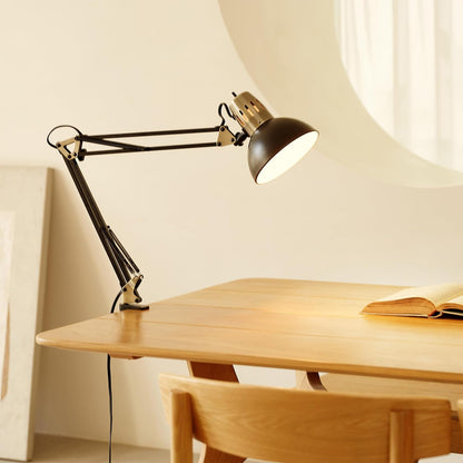 Globe Electric 12641 Architect 32" Swing-Arm Clamp-On Lamp, Black Architect, Finish, LED Bulb Included