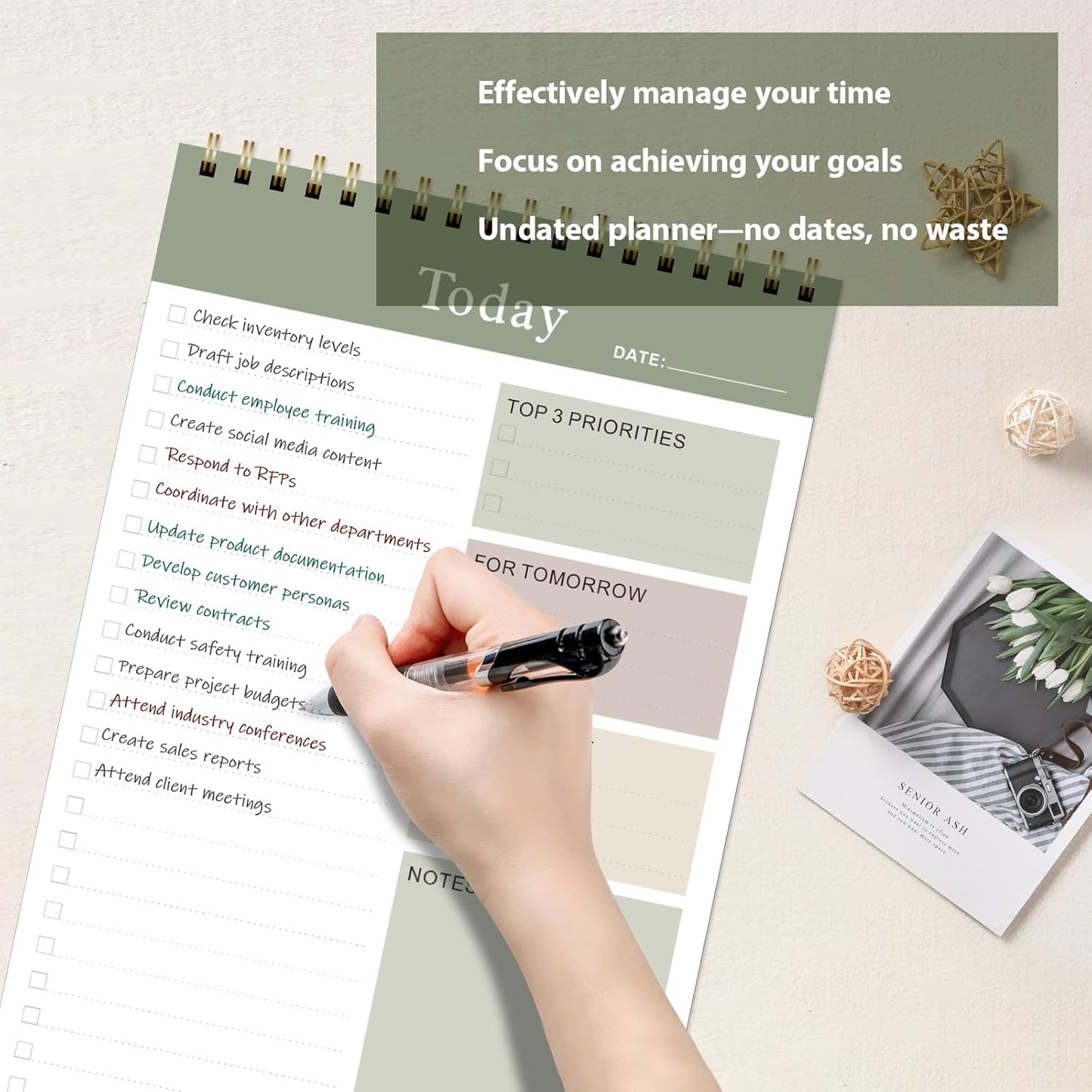 Weekly To Do List Notepad, Undated Planner with 52 Sheets (8.5''x11''), Desk Weekly Planner for Women & Man, Home School & Work