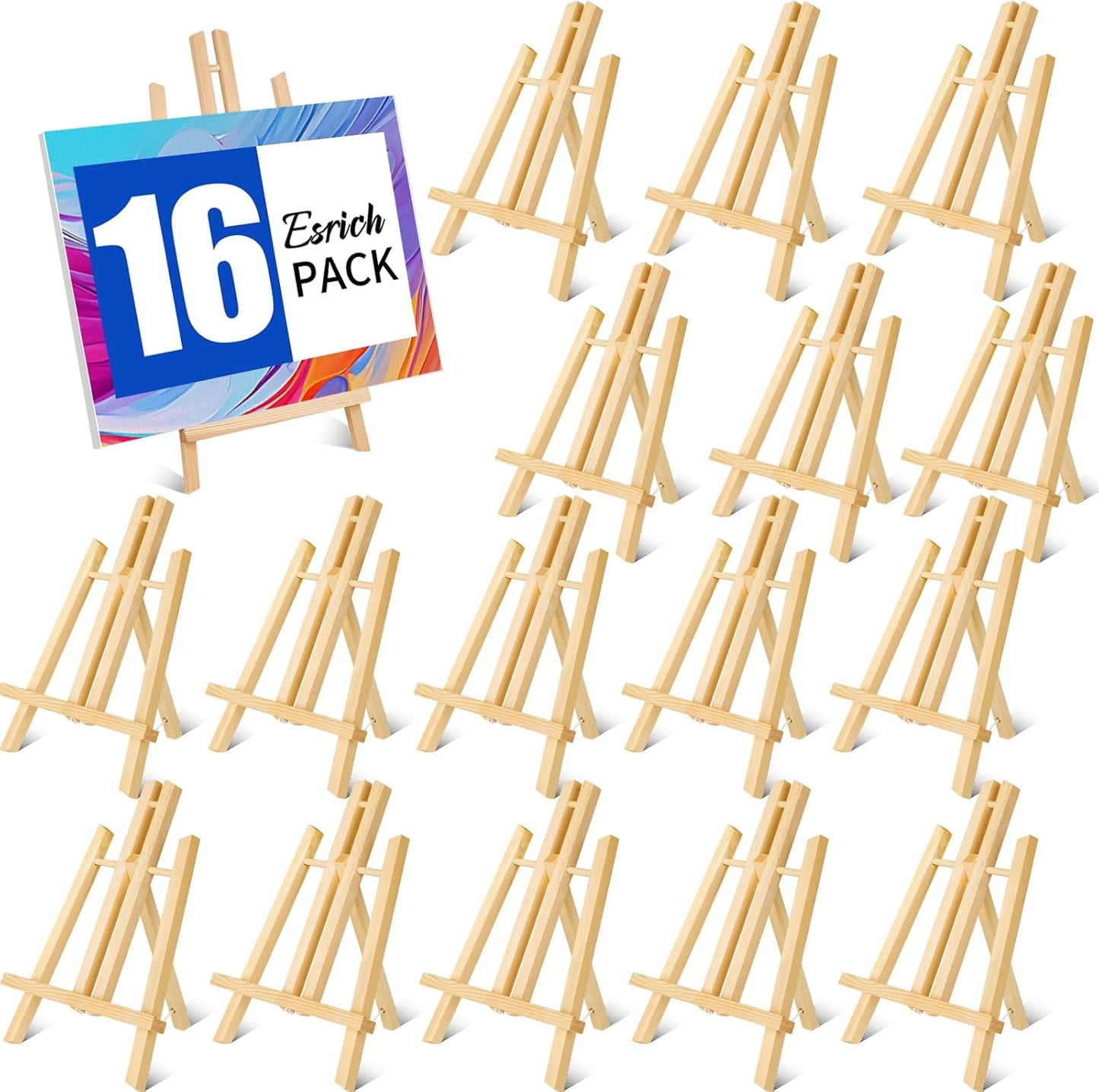 ESRICH 24 Pack 11.8" Wood Easels,Tabletop Easel for Painting,Painting Party, Displaying Canvases, Kids Student Table School Desktop, Portable Canvas Photo Picture Sign Holder