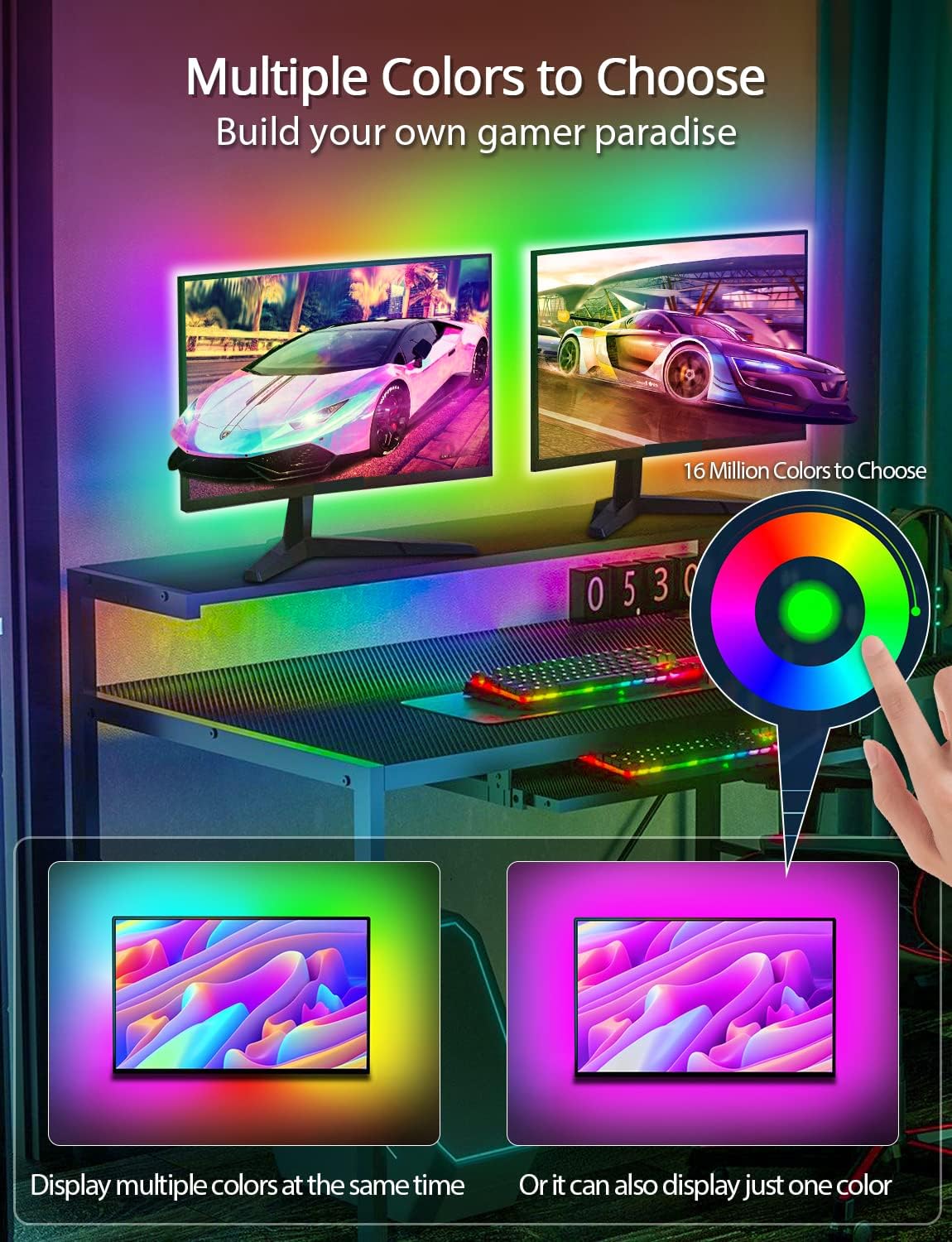 MATICOD LED Lights for TV Led Backlight, 9.84ft RGB Led Strip Lights USB TV Lights Behind 32-43in, APP Remote Control Music Sync TV Led Light for Bedroom Gaming Home Décor