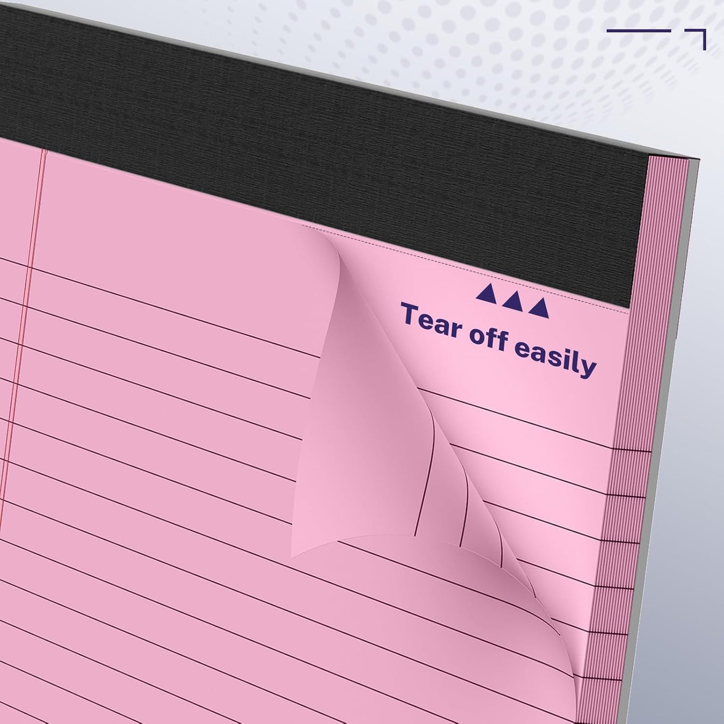 5 Pack Wide Legal Pads 11" x 9.5" Landscape Pink Purple Blue Green Yellow College Ruled Note Pad Narrow Ruled 30 Sheets per Notepad Perforated Writing Paper Thick Backboard Horizontal Pads of Paper