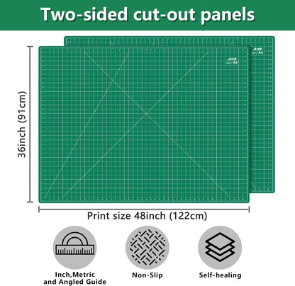 ArtAt Self Healing Cutting Mat: 24 x 36 inch Green Large 5-Ply Double-Sided Durable Non-Slip PVC Cutting Mat for Sewing Quilting Scrapbooking Art & Crafts projects…