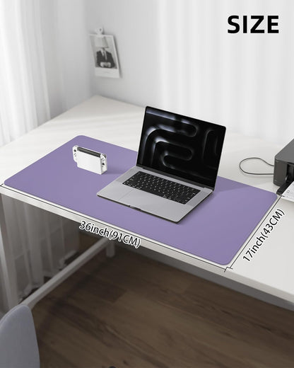 AFIING Desk Pad Protector 23.6" x 13.7" - Non-Slip Waterproof PU Leather Desk Mat for Mouse, Keyboard, Laptop, Office and Home Workspace (Beige)