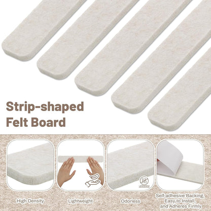 Thboxes 5 Pack Felt Bulletin Board Strips, 13x2 Inch Self Adhesive Felt Pin Boards with 30 Pushpins, Cork Board for Walls Home Office Decor(Black)