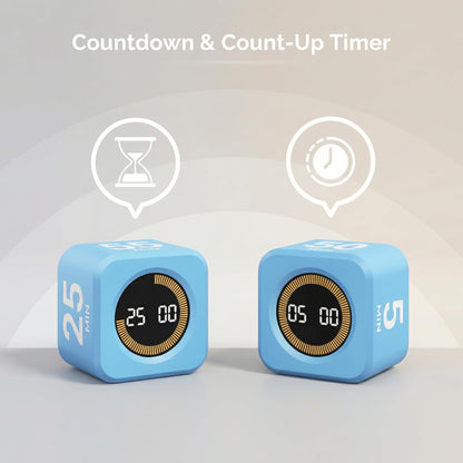KADAMS Pomodoro Timer Visual - Productivity Pomodoro Cube, 5/10/25/50 Min Countdown & Countup, Silent – Ideal for Work Study Cook Workout Kitchen School Classroom Office ADHD Gift Kids (1, Black)