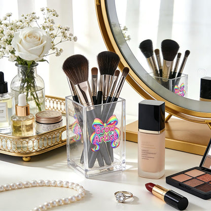 The Makeup Artist Acrylic Cosmetic Pencil Pen Holder, Funny Vanity Accessories for Girls, Makeup Brushes Holder for Beauty Specialist Esthetician, Make Up Artist MUA Appreciation Gifts