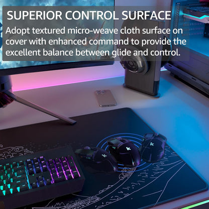 KTRIO Large Gaming Mouse Pad Desk Mat, Superior Micro-Weave Cloth for Precise Mouse Control, Non-Slip Rubber Base, Stitched Edges, Water-Resistant, for Gamer, Office & Home, 31.5" x 11.8" inches