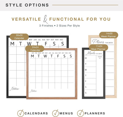 MCS Dry Erase Weekly Planner 11x24 Walnut Framed Calander Whiteboard for Wall, Plan Your Week with Family Weekly Planner for Dinners, Sports, Events & More