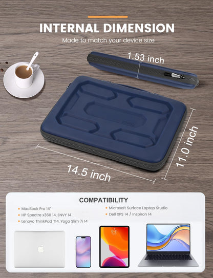 DOMISO 15.6 inch Laptop Sleeve with Handle Shockproof Computer Bag Waterproof EVA Protective Carrying Case for 15.6" Lenovo Yoga 720 IdeaPad 310 320 ThinkPad T570/Dell Inspiron 15/HP Envy 15, Black