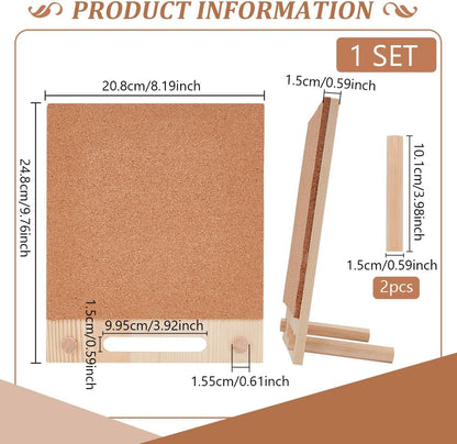 BENECREAT Pin Board Cork Board, 9.7x8.2inch Rectangle Bulletin Display Board Desktop Brooch Cork Display Stands for Brooch Pin Collection Display, Office Home and School Decor