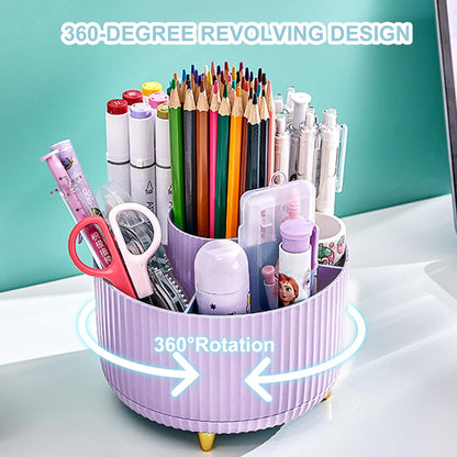 Cayxenful Pencil Holder For Desk,5 Slots 360°Degree Rotating Desk Organizers And Accessories,Desktop Storage Stationery Supplies Organizer, Cute Pencil Cup Pot For Office, School, Home (C-Blue)